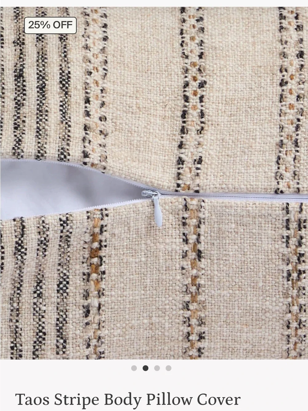 ISO Parachute Taos Stripe Body Pillow Cover in Natural and Gray